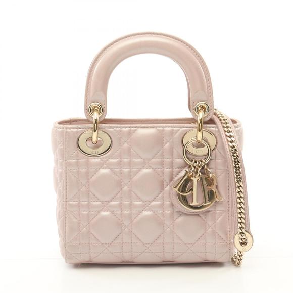 Dior Lady Dior Mini Handbag Leather Pink - Picture 1 of 9